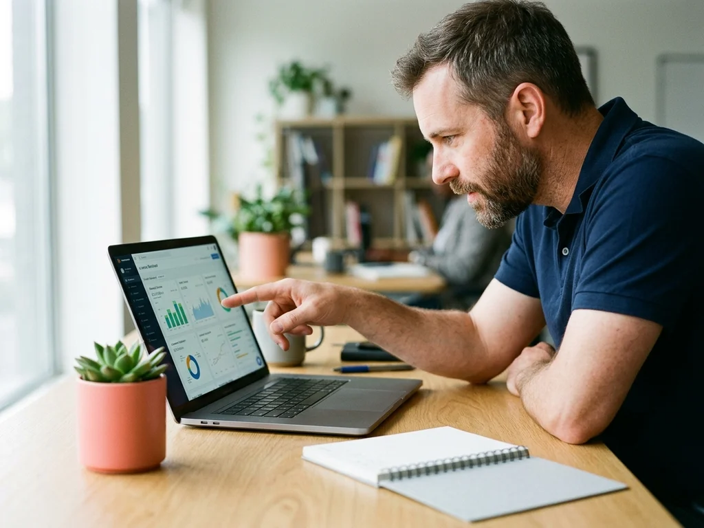 Un expert analyse une boutique en ligne WooCommerce sur un écran pour optimiser les ventes.